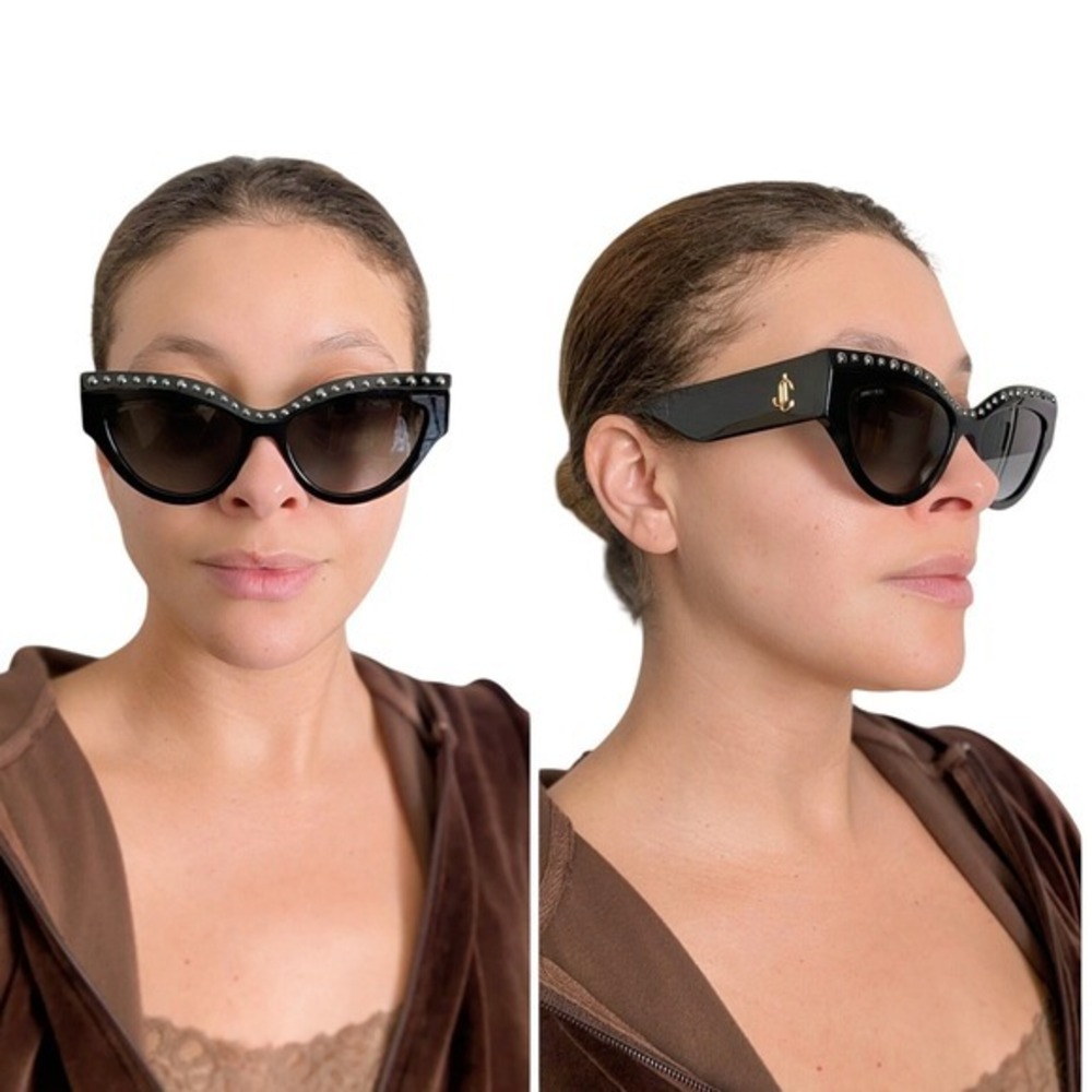 Jimmy Choo Chic Retro Blokecore Studded Oversized Cateye Sunglasses